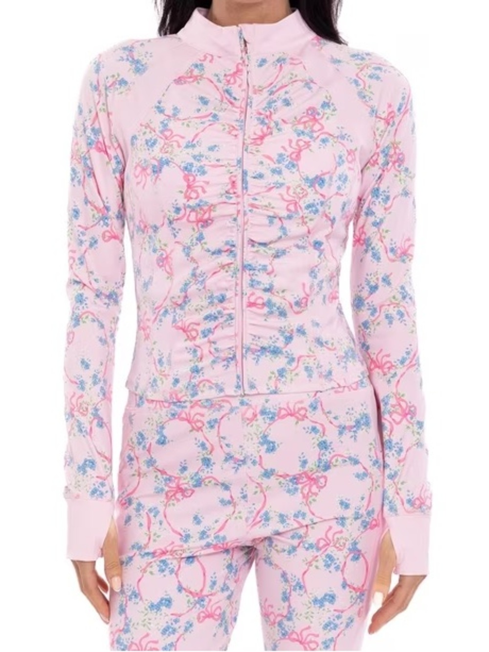 Treasures by Shabby Chic pink floral bow jacket and leggings matching set